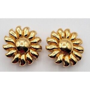 JOAN RIVERS SUNFLOWER CLIP ON EARRINGS GOLD‎ TONE SIGNED VINTAGE